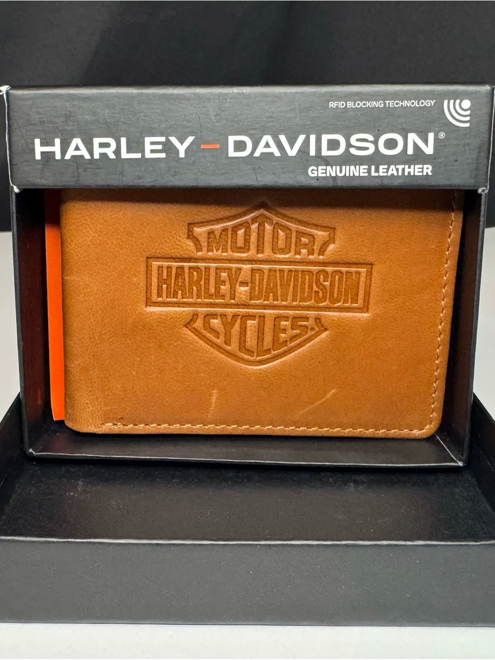 Harley-Davidson Brown Leather Bifold Wallet with Embossed Logo